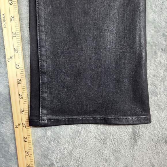 Paige Jeans Womens 28 Claudine Black Fog Luxe Coating Transend Denim Ankle Flare - Picture 9 of 9